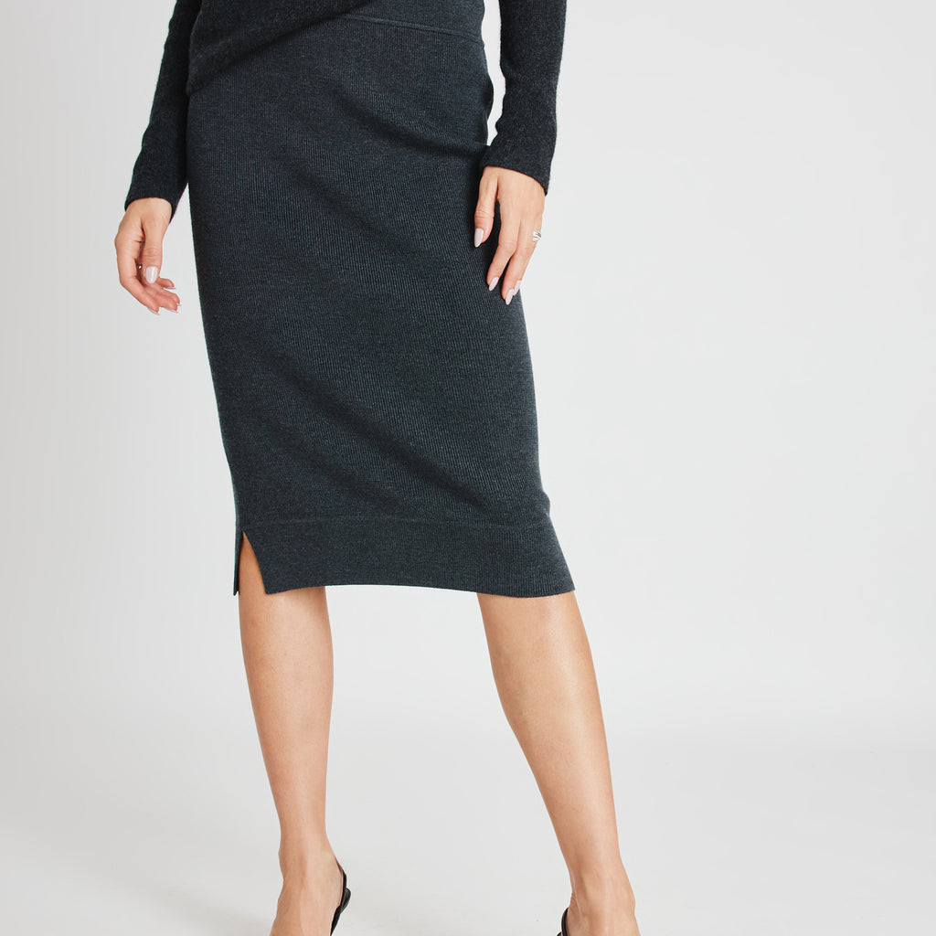 Merino Wool Fit & Flare Sweater Skirt