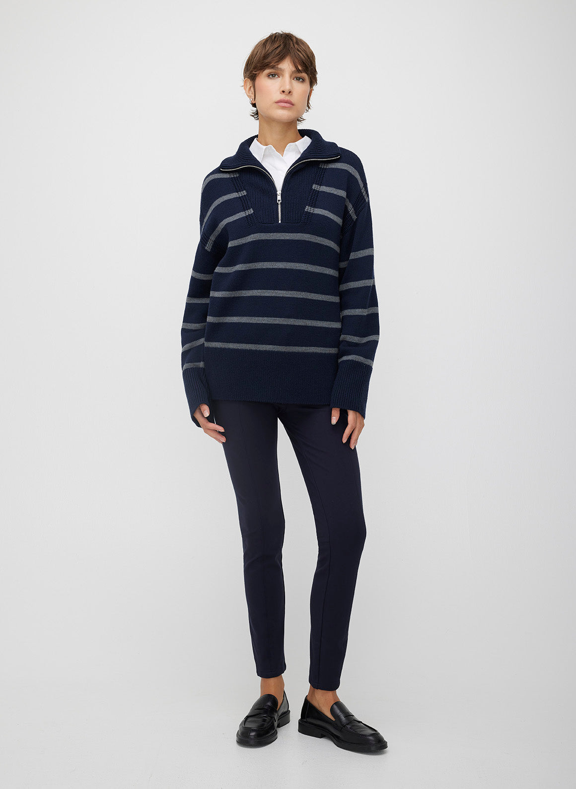 Apres 1/4 Zip Merino Sweater Striped