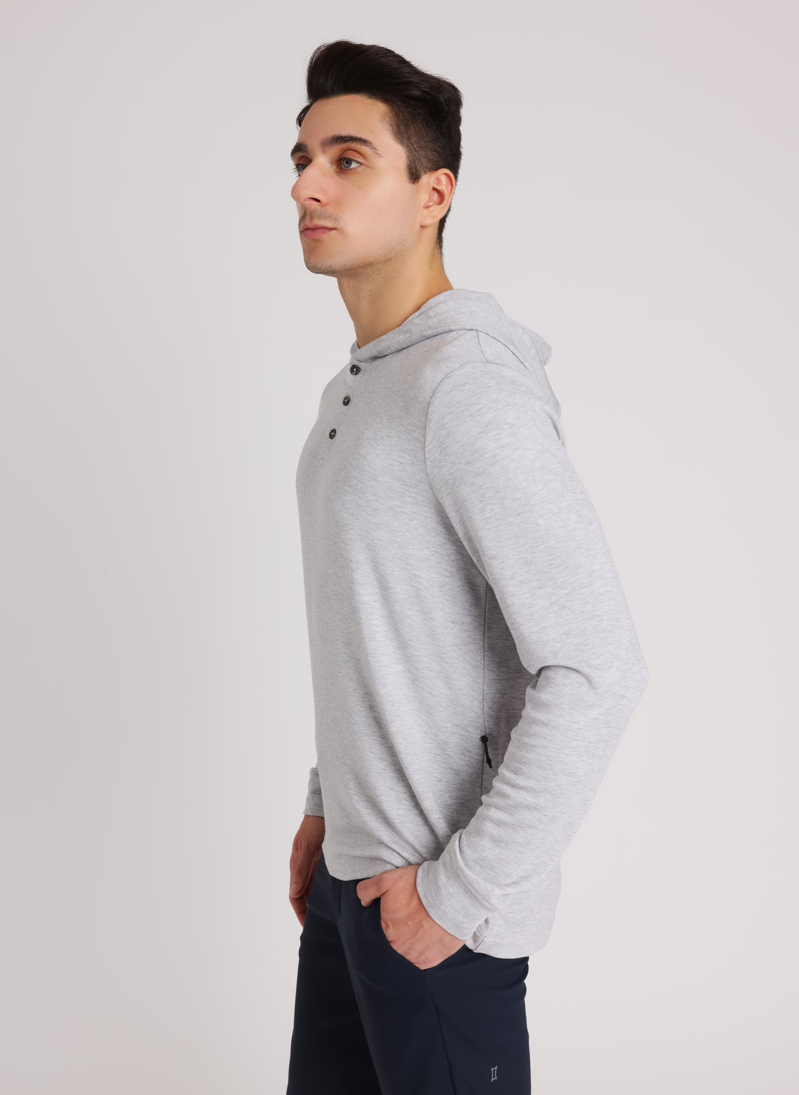 Hooded deals henley shirt