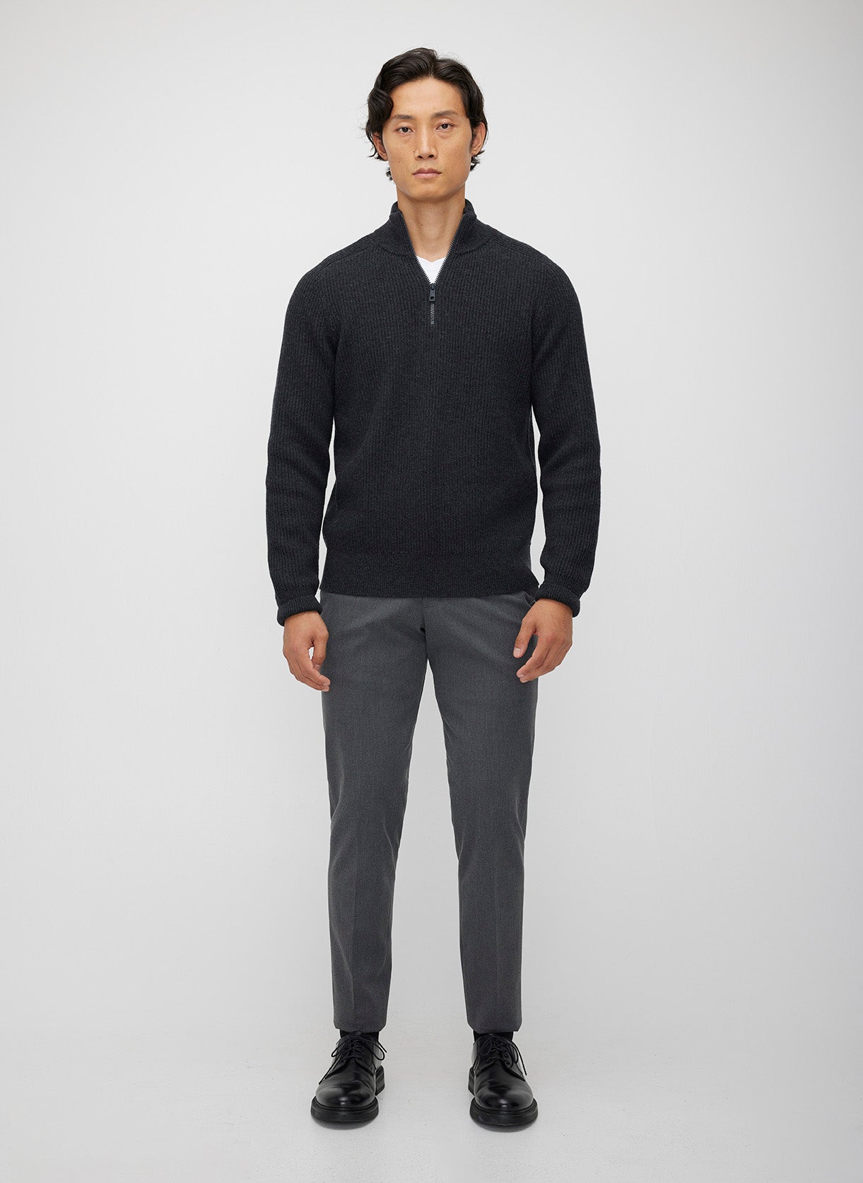 Merino Cotton Pullover Zip Sweater