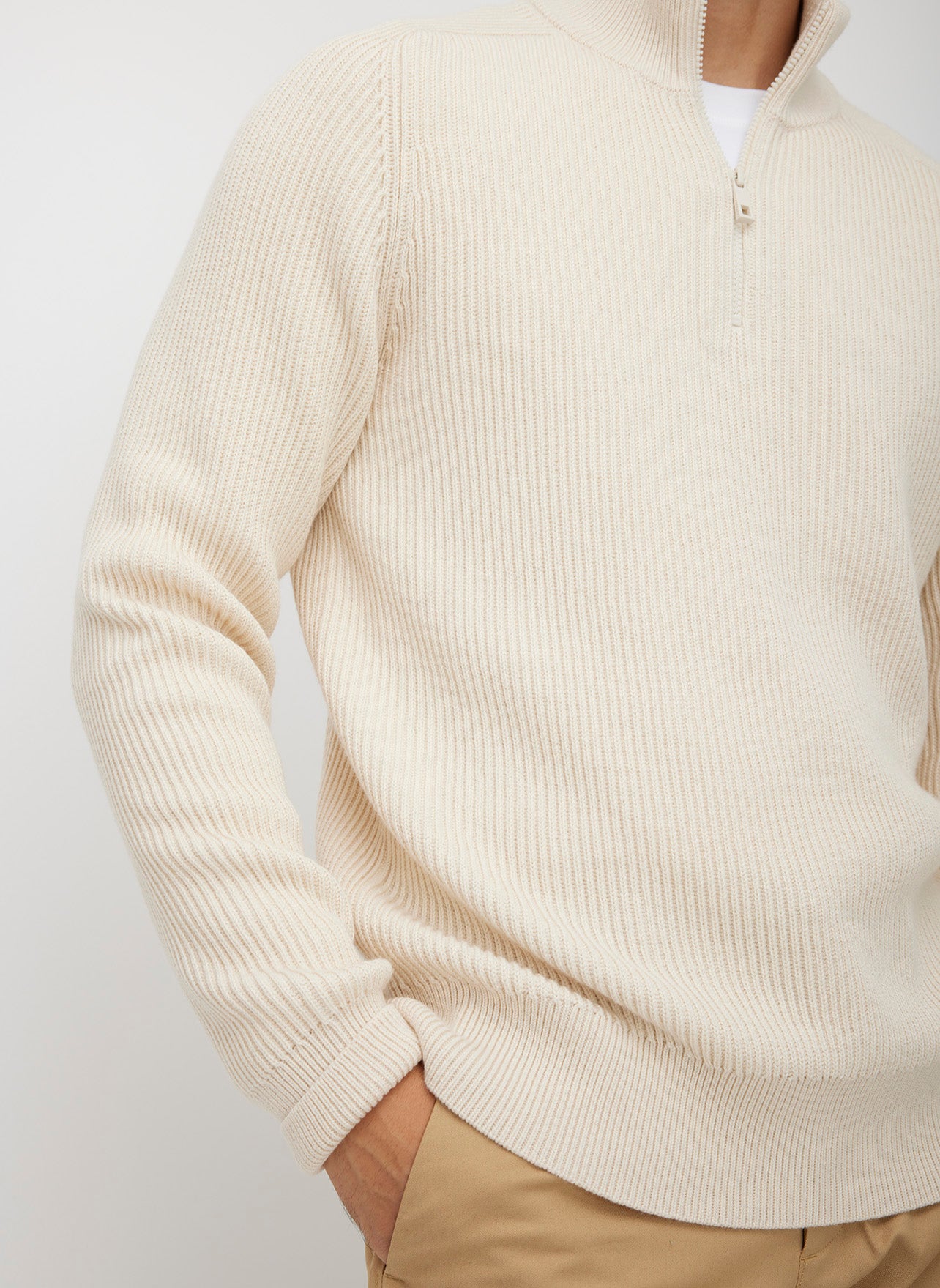 Merino Cotton Pullover Zip Sweater