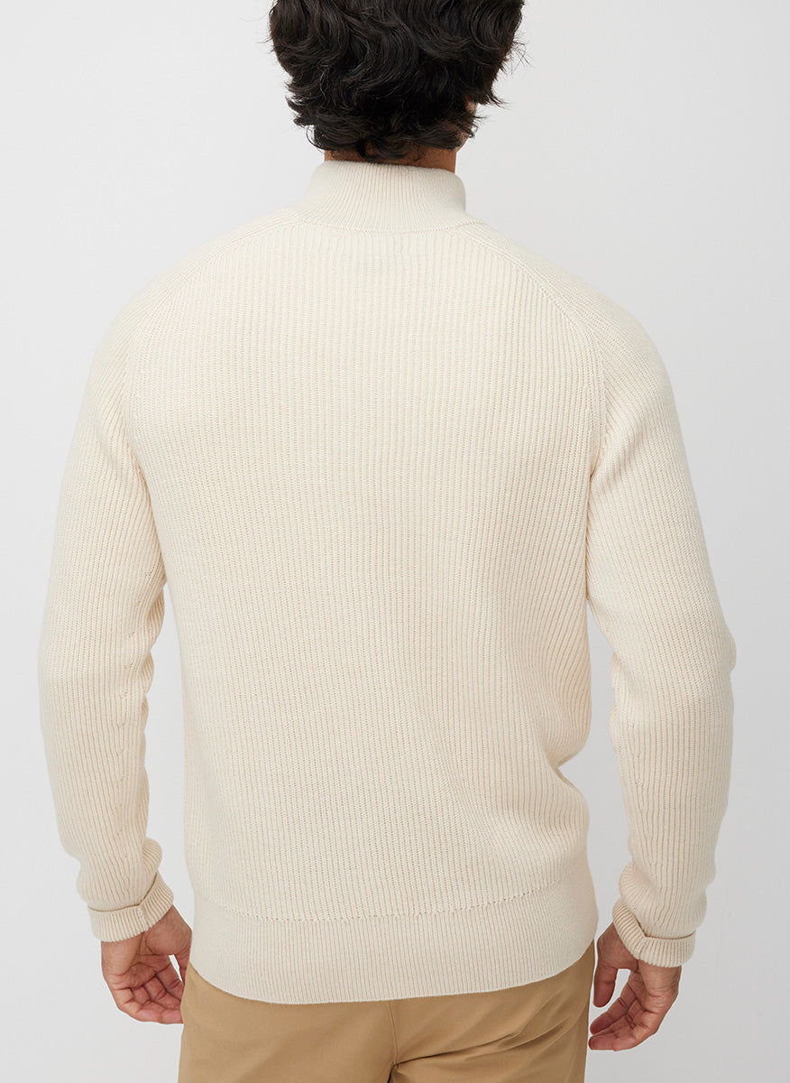 Merino Cotton Pullover Zip Sweater