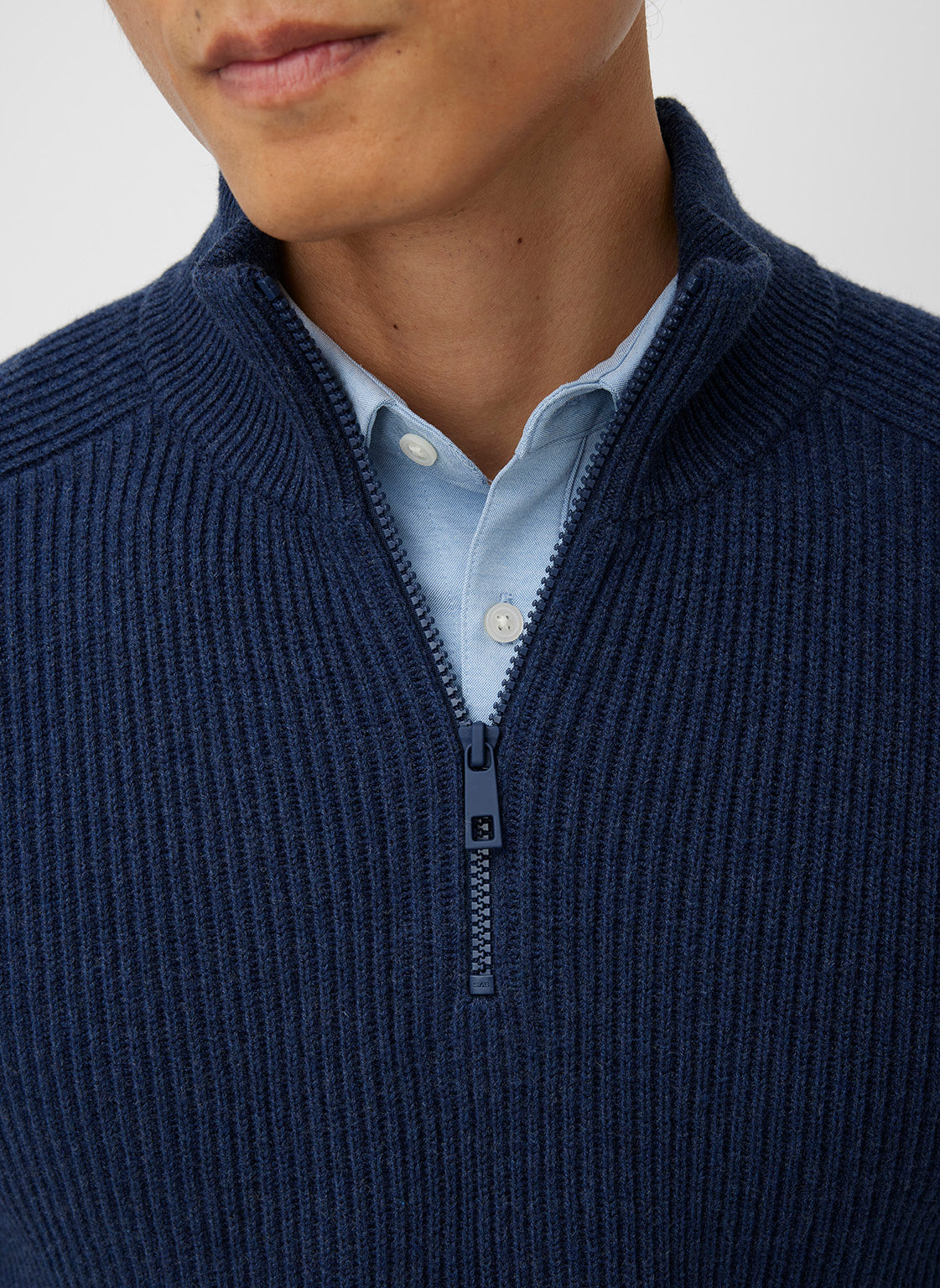 Merino Cotton Pullover Zip Sweater