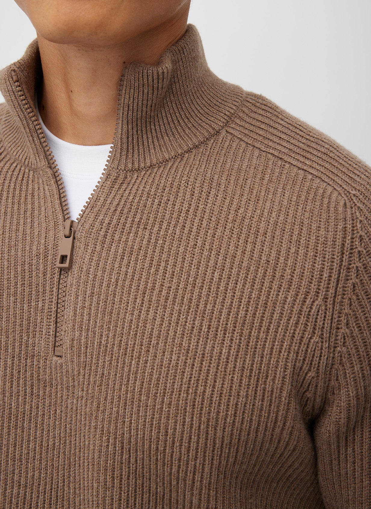 Merino Cotton Pullover Zip Sweater