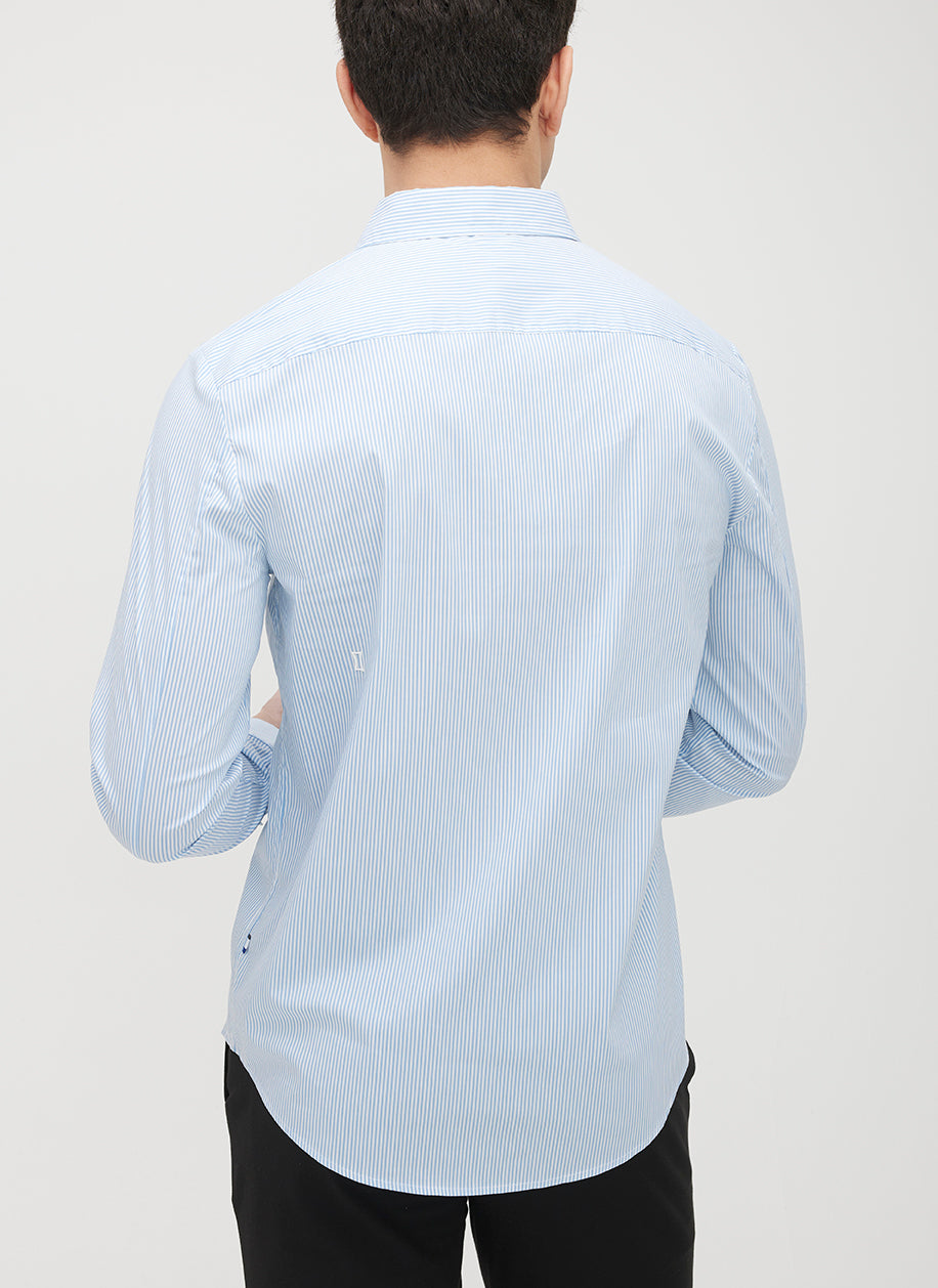 Acadia Long Sleeve Poplin Shirt ?? | M || Bright White/Cool Blue Stripe