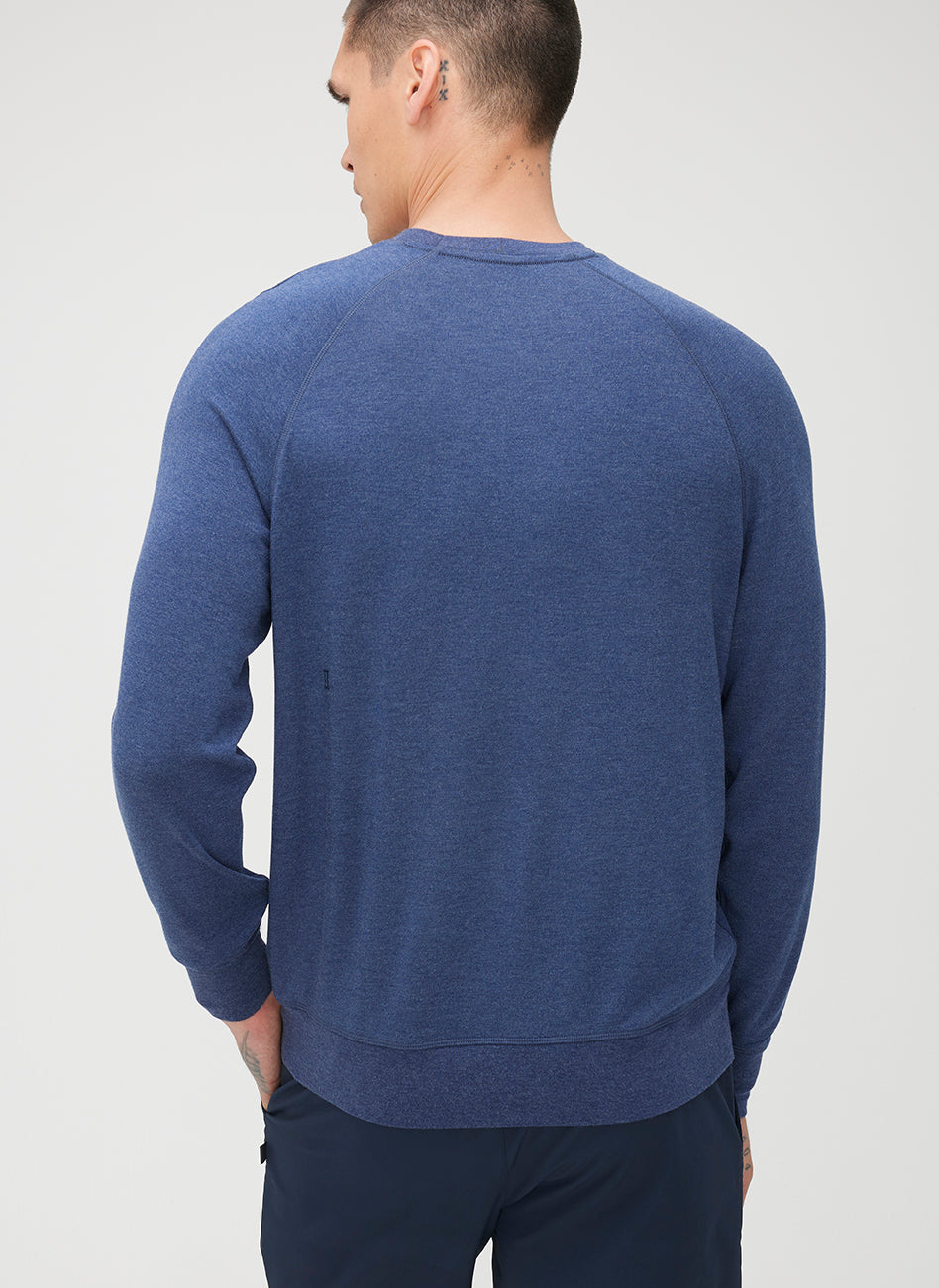 Brushed Crewneck Long Sleeve Tee ?? | M || Navy Melange