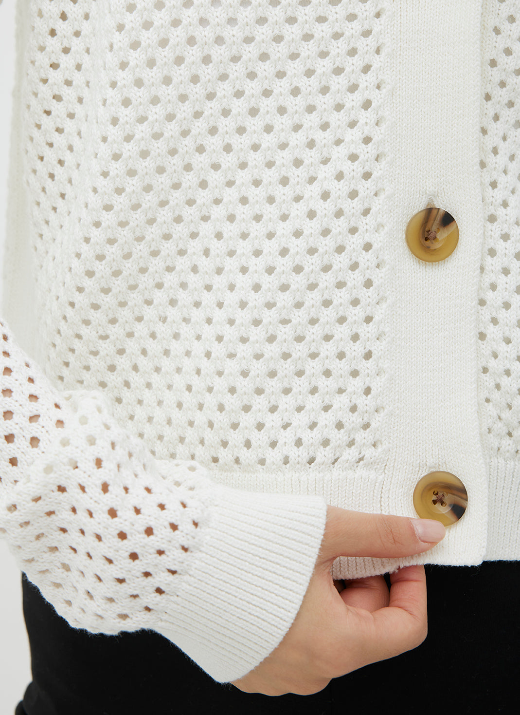 b+ab pointelle-knit cardigan - White