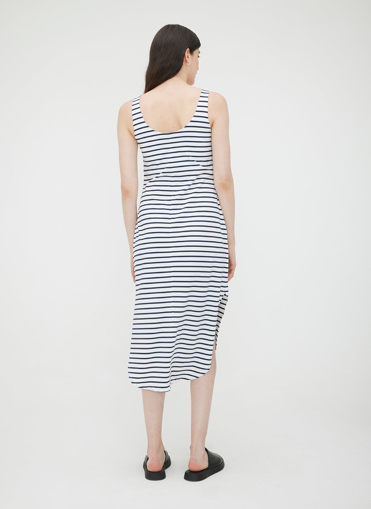 Soho Scoop Neck Dress ?? | S || Bright White/Navy Stripe