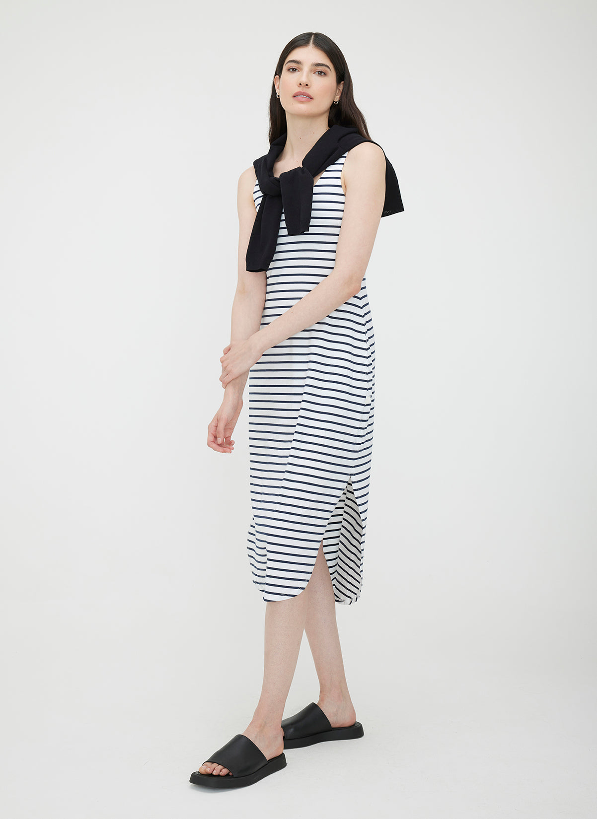 Soho Scoop Neck Dress ?? | S || Bright White/Navy Stripe