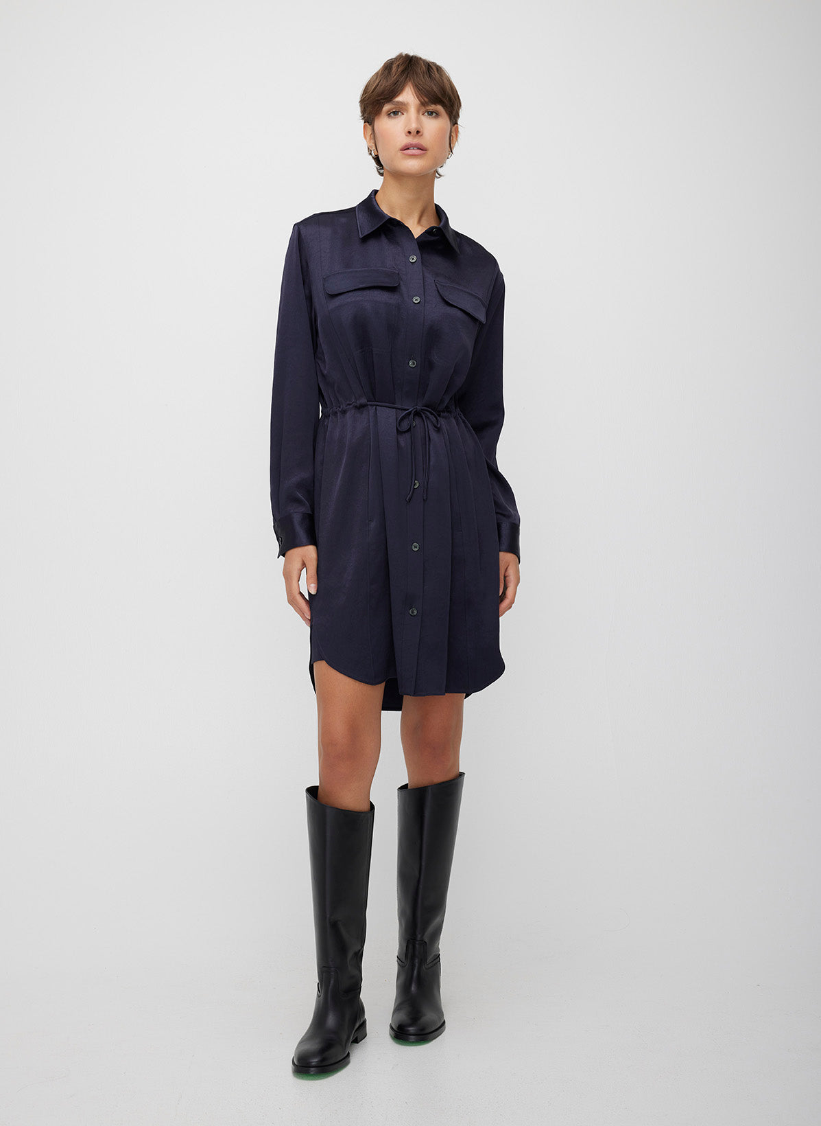 Utility Satin Shirt Dress