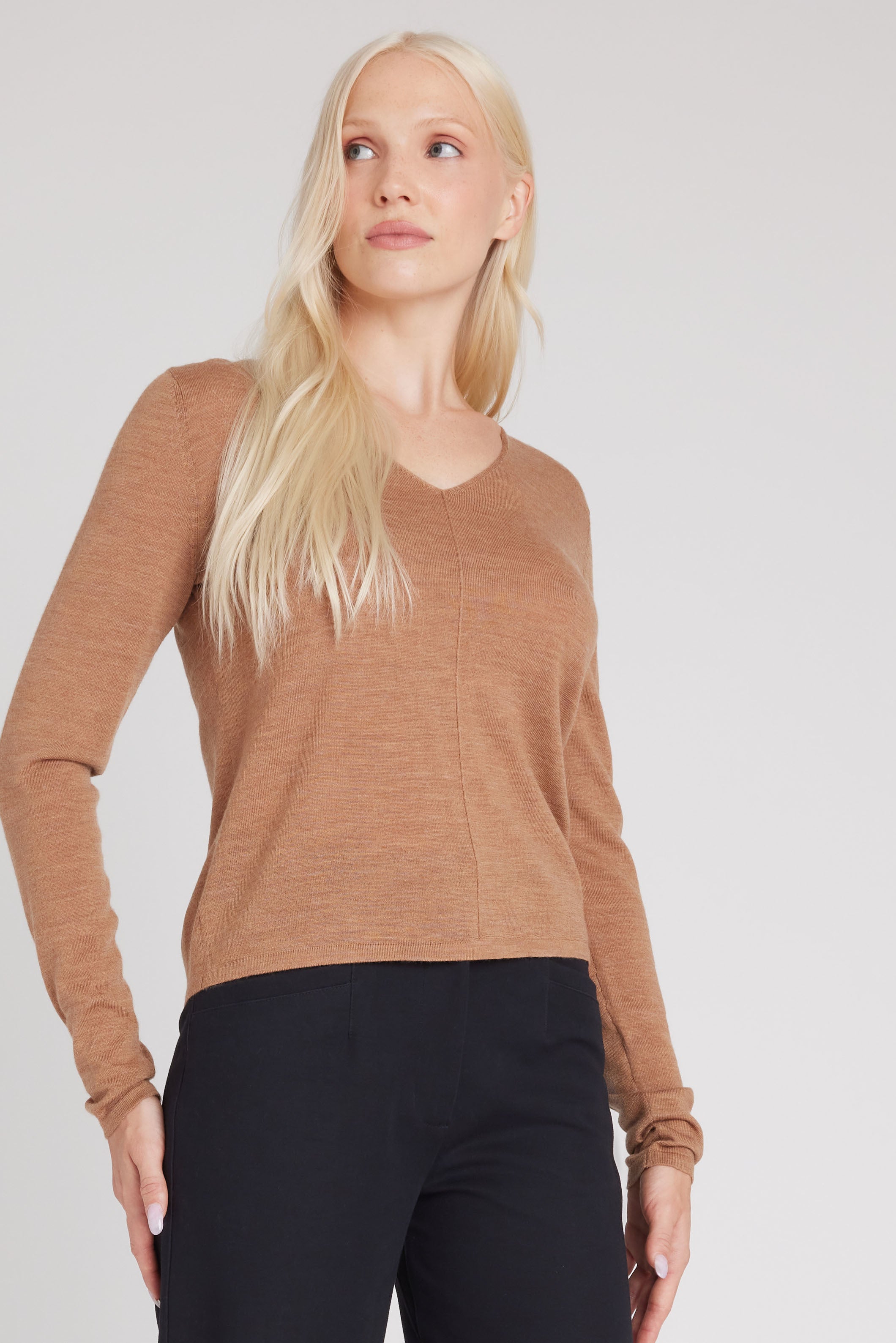 Merino wool v sale neck sweater women's