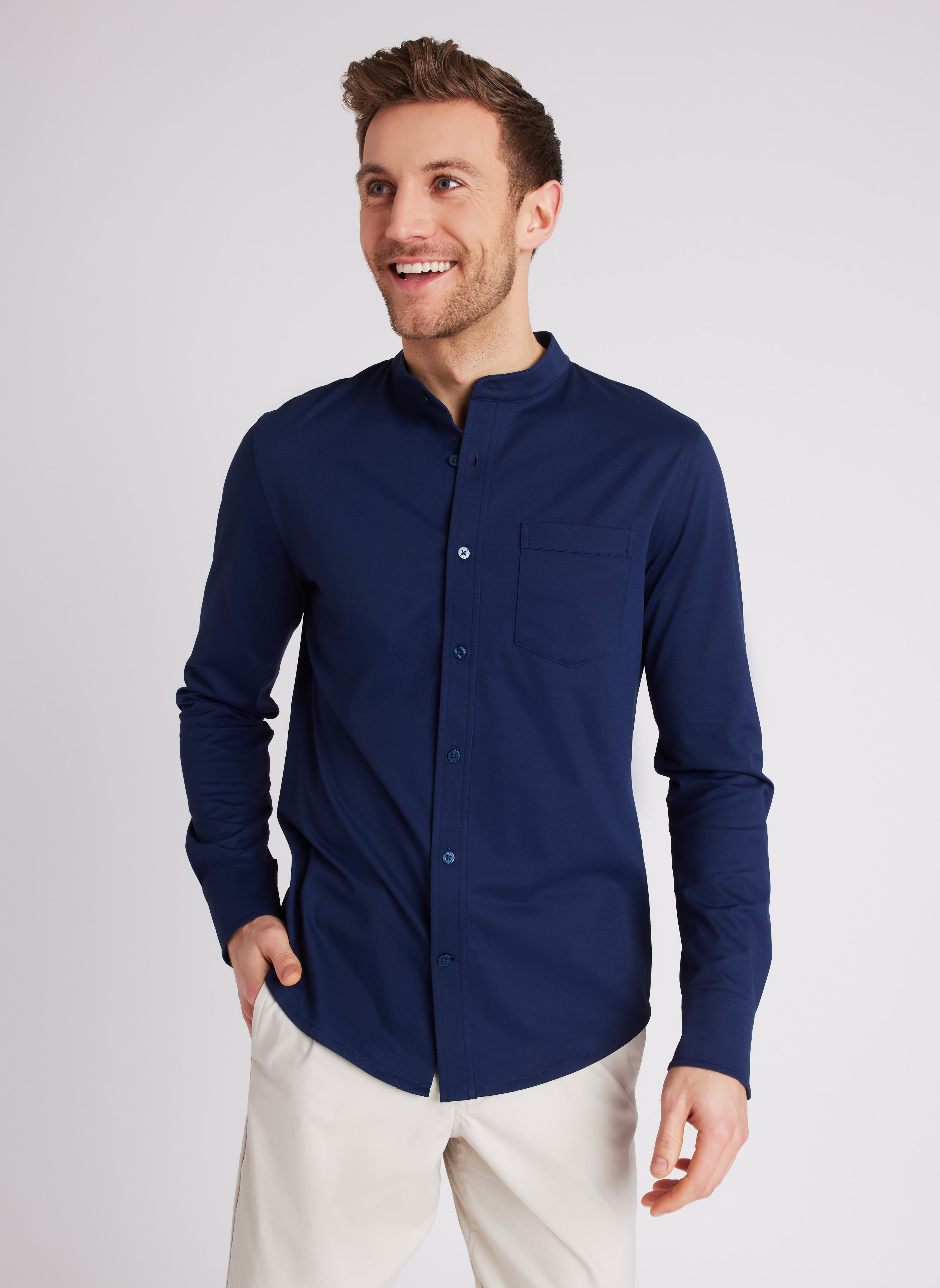 City Tech Collarless Shirt | Mens Shirts and Polos – Kit and Ace